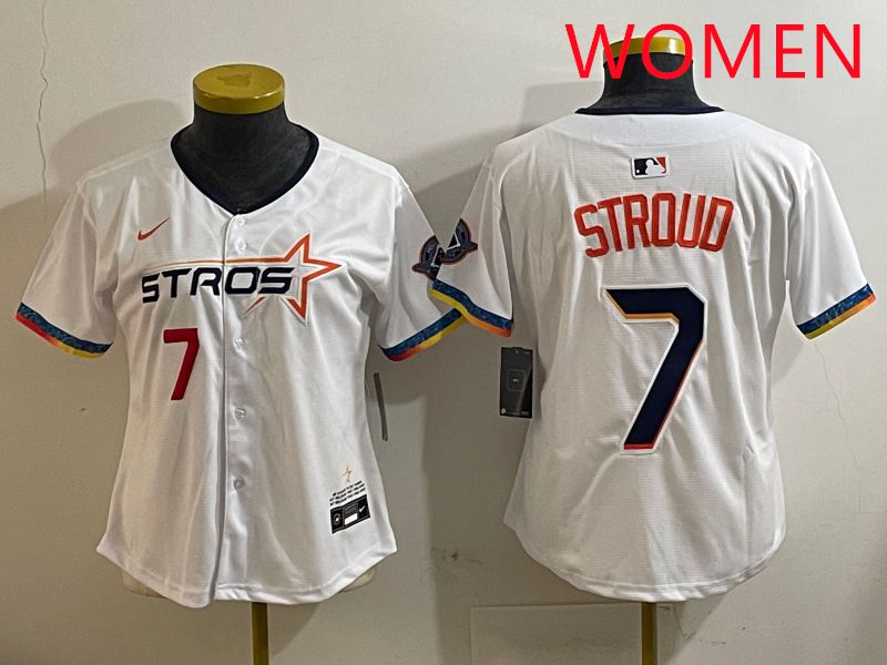 Women Houston Astros #7 Stroud White Fourth generation Joint Name Nike 2025 MLB Jersey style 3->youth mlb jersey->Youth Jersey